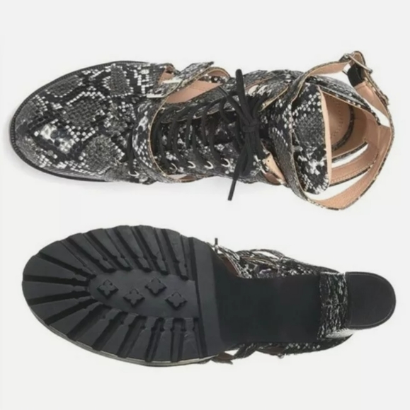 CHASE+CHLOÉ Snakeskin Heeled Combat Platform Shoes New In Box - Picture 5 of 7